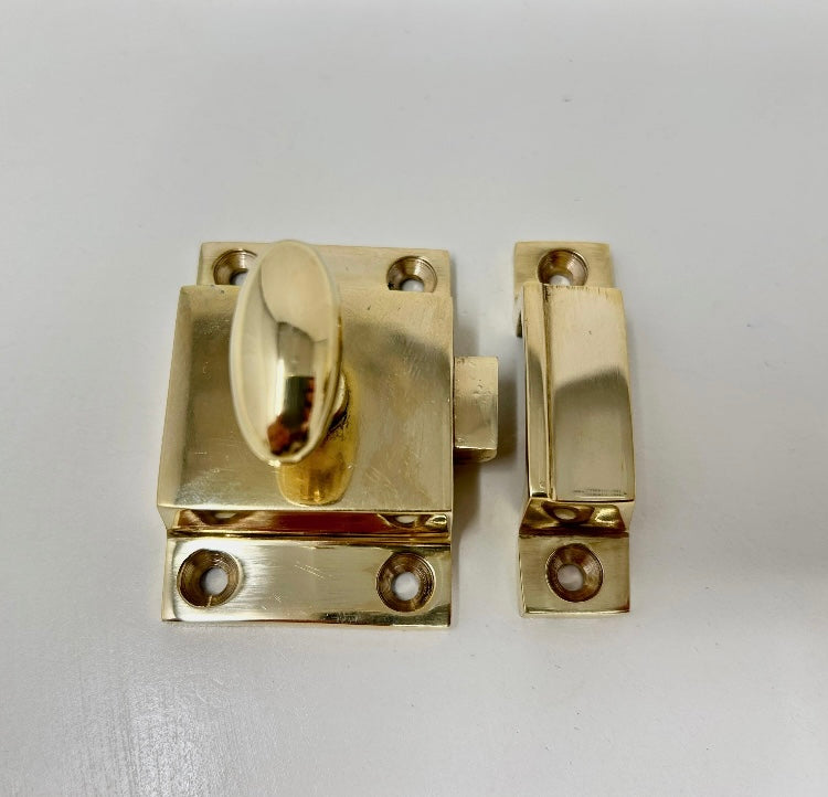 UNLACQUERED Cabinet Kitchen Door Latch | Cupboard Turn Latch Catch Knob | Shaker Style | Polished Brass | Aged Brass | Cast Iron