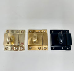 UNLACQUERED Cabinet Kitchen Door Latch | Cupboard Turn Latch Catch Knob | Shaker Style | Polished Brass | Aged Brass | Cast Iron