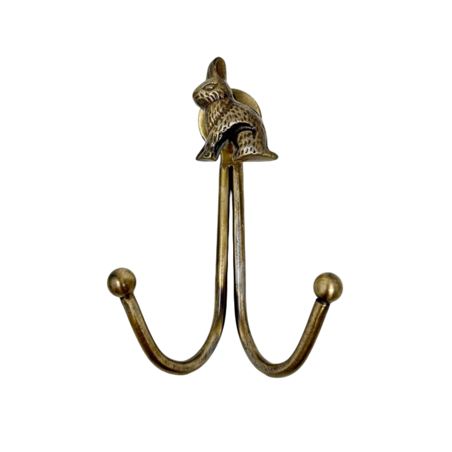 Double Antique Brass Animal Wall Hooks
