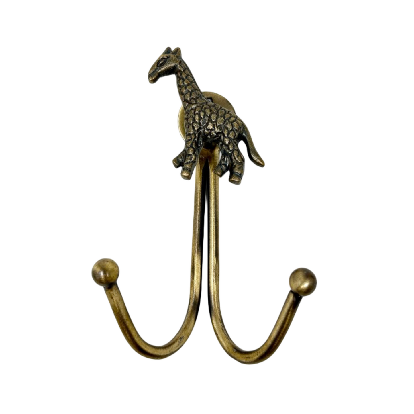 Double Antique Brass Animal Wall Hooks