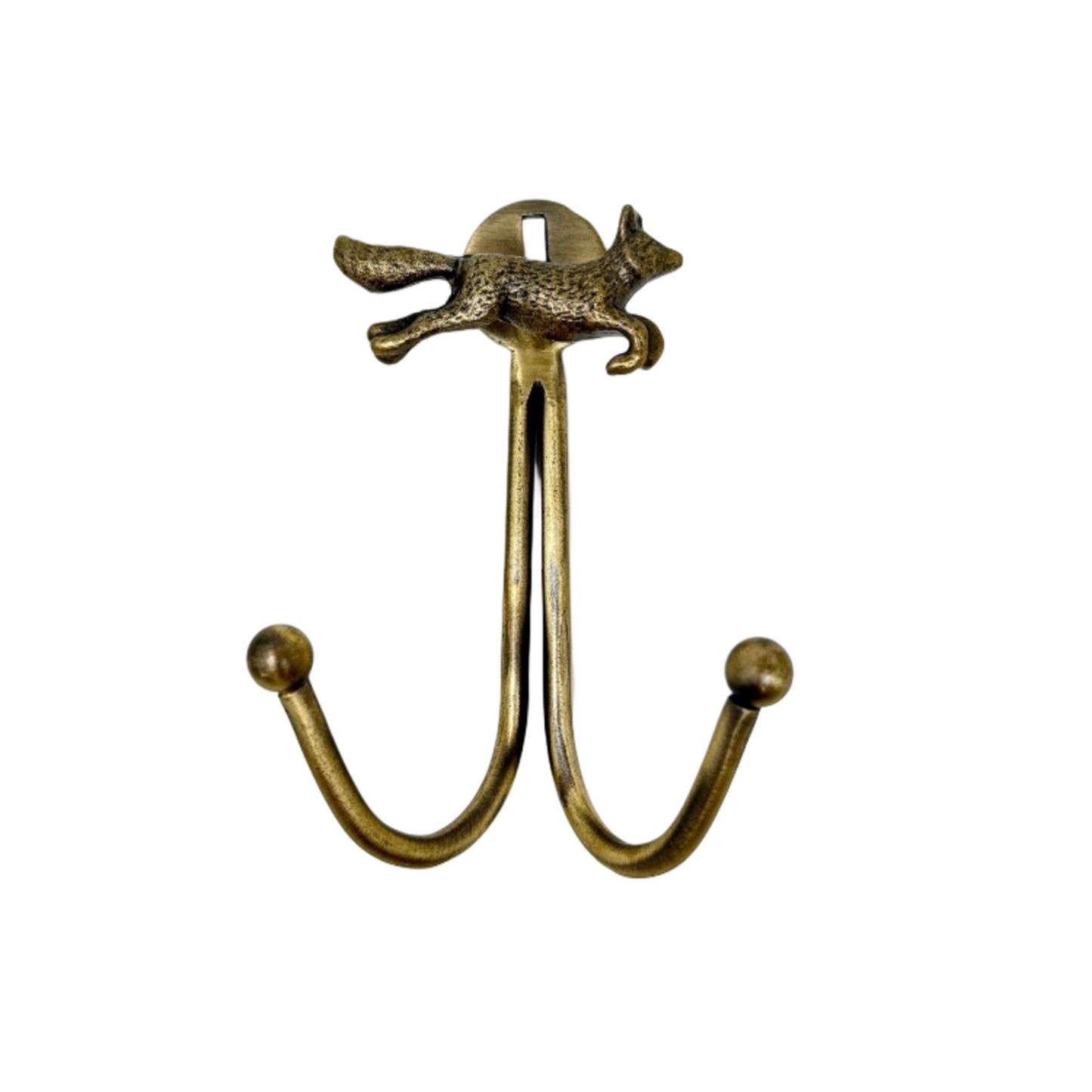 Double Antique Brass Animal Wall Hooks