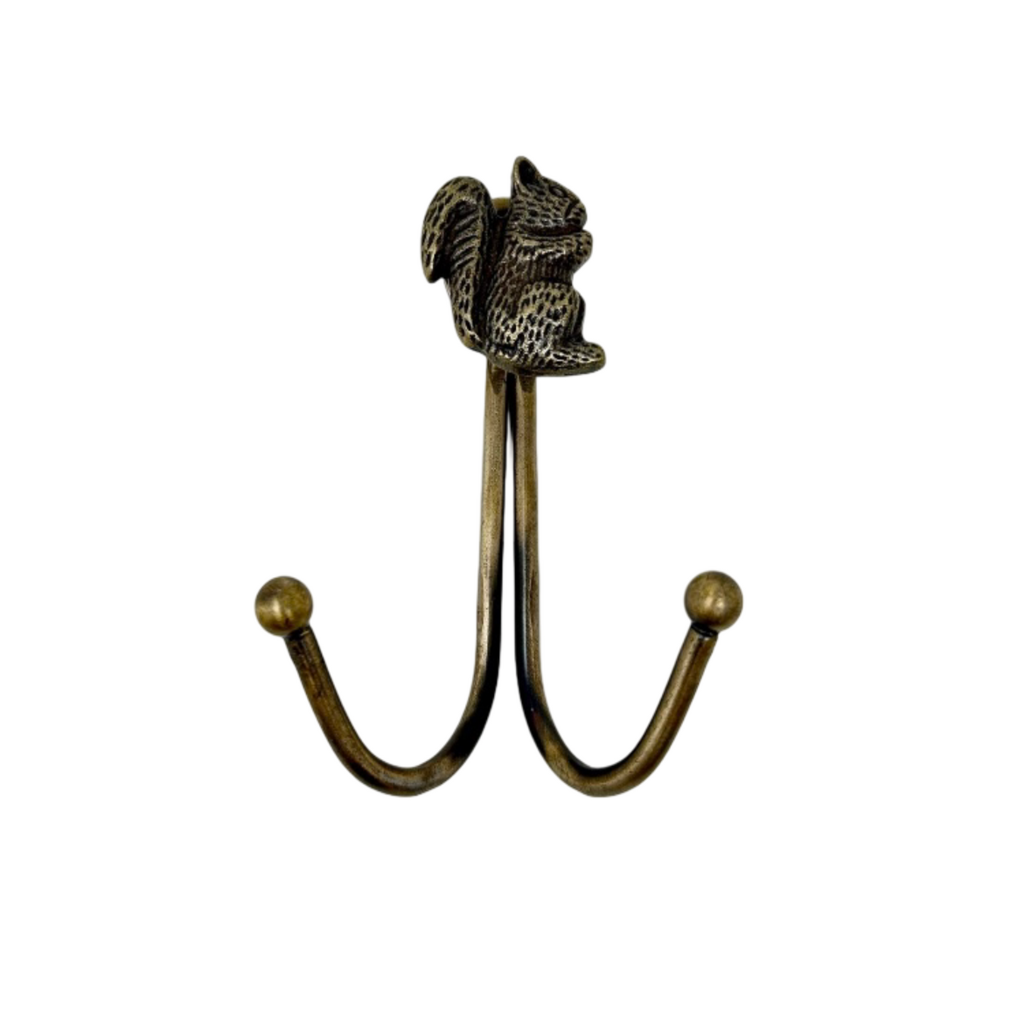 Double Antique Brass Animal Wall Hooks