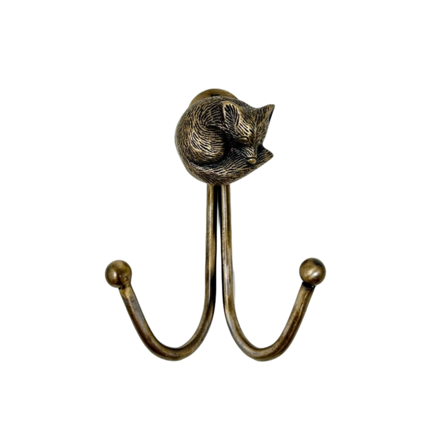 Double Antique Brass Animal Wall Hooks