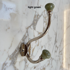Silver Ceramic Knob Double Hooks