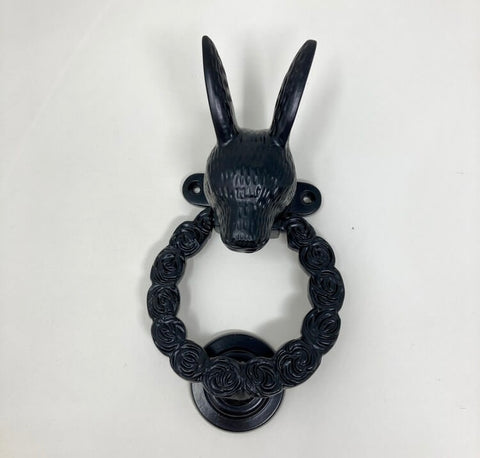 Vintage Black Hare Ring O Roses Solid Brass Door Knocker