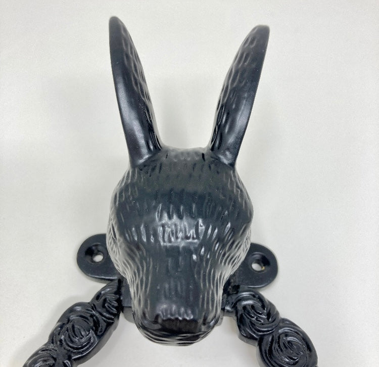 Vintage Black Hare Ring O Roses Solid Brass Door Knocker