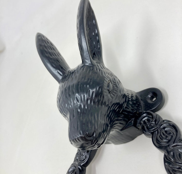 Vintage Black Hare Ring O Roses Solid Brass Door Knocker