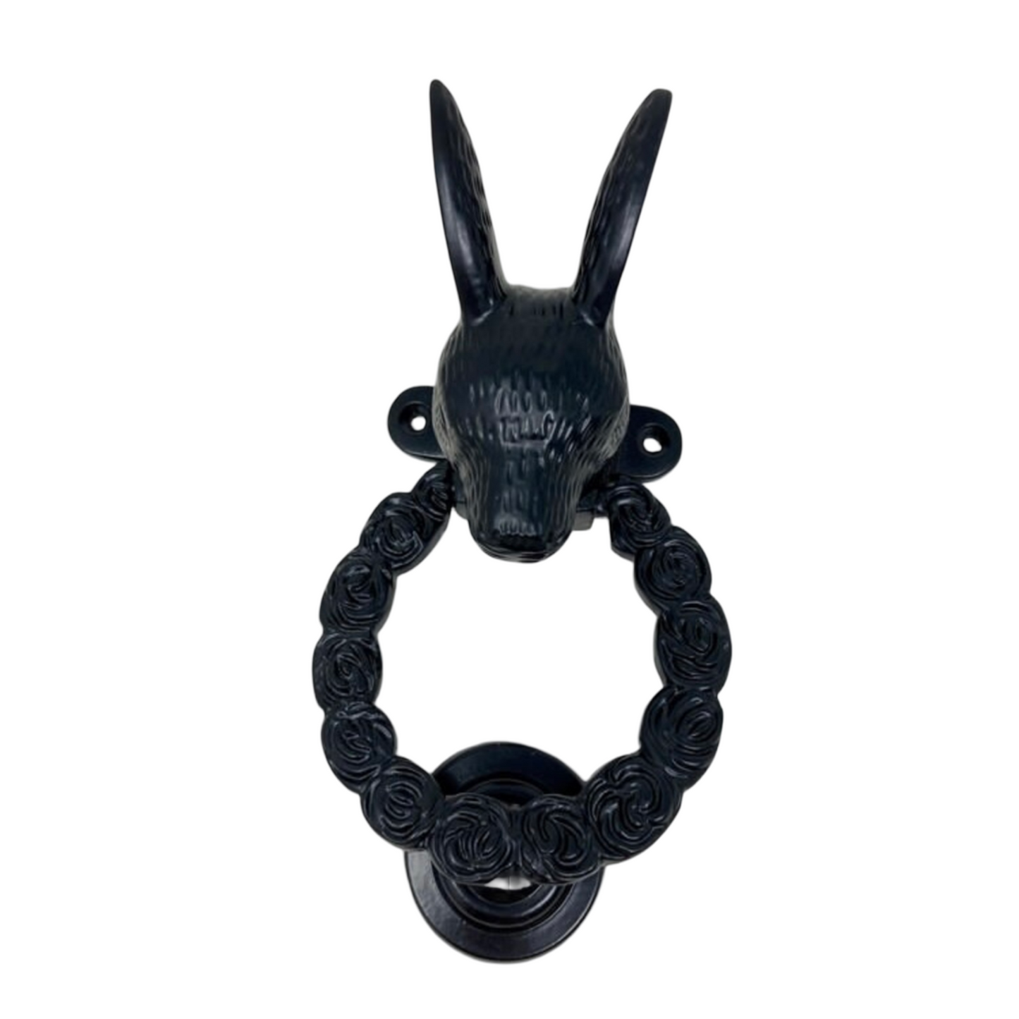 Vintage Black Hare Ring O Roses Solid Brass Door Knocker