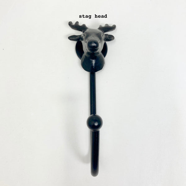 Black Metal Hooks | Tie-Back | Towel Hook | Iron | Bathroom | Bedroom