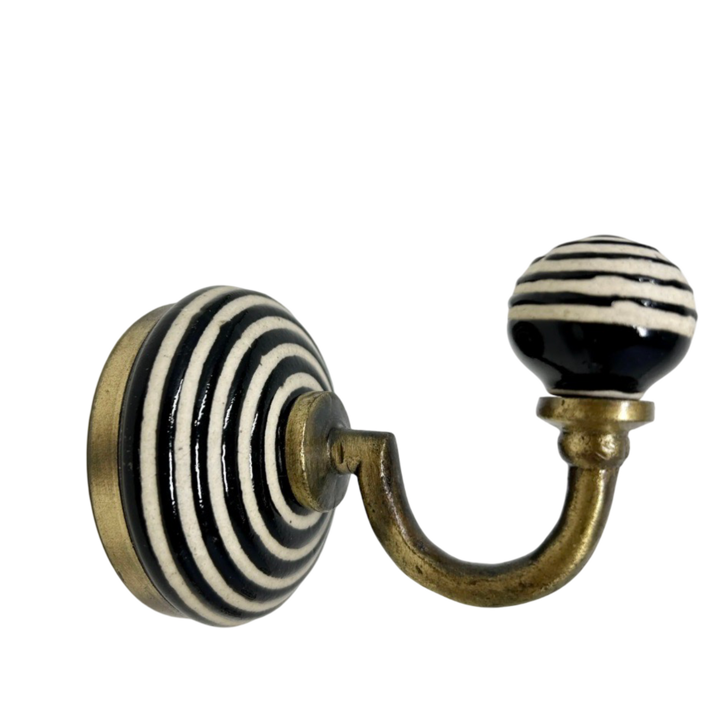 Ceramic Hook with Antique Brass