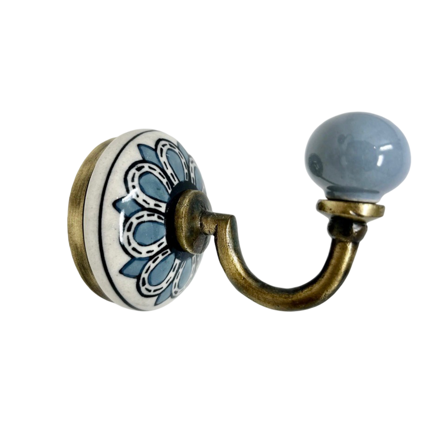 Ceramic Hook with Antique Brass