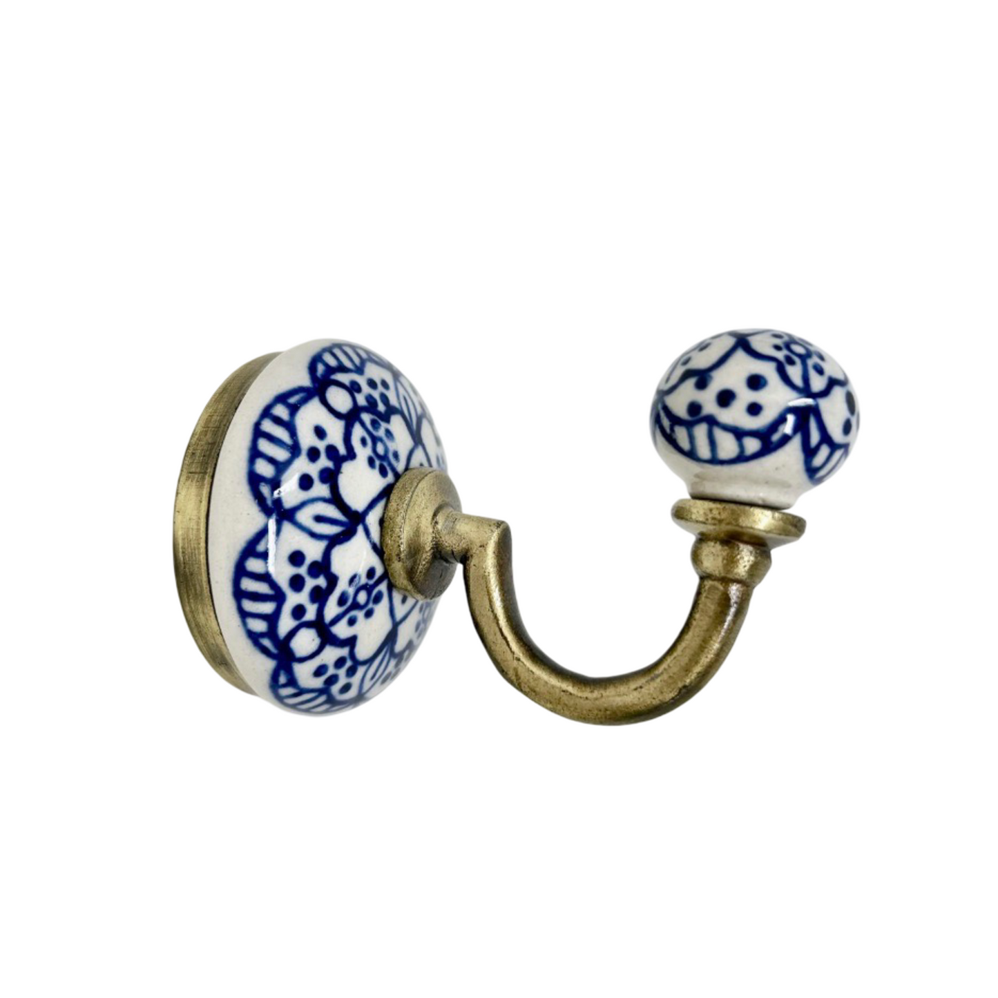 Ceramic Hook with Antique Brass