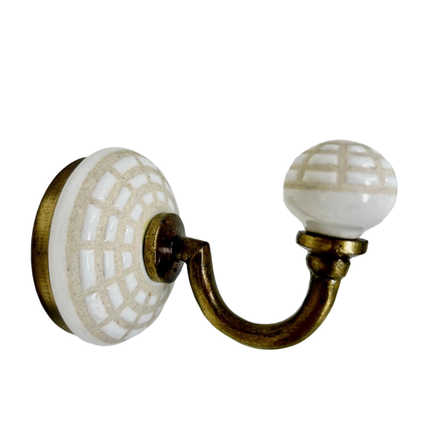Ceramic Hook with Antique Brass