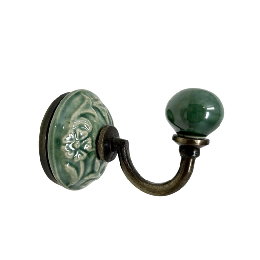 Ceramic Hook with Antique Brass
