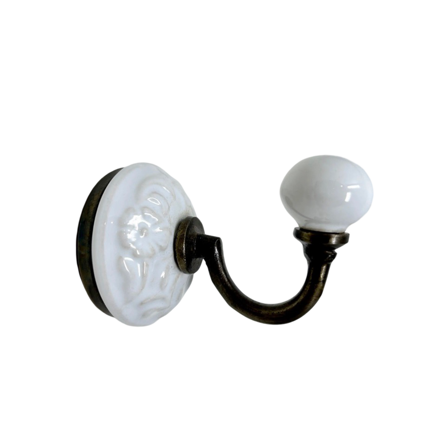 Ceramic Hook with Antique Brass