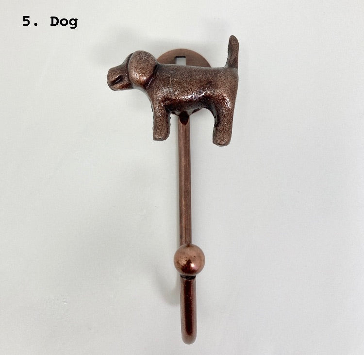 Antique Copper Animal Metal Hooks. Versatile Tie-Back & Towel Hook for Bathroom and Bedroom, Durable Iron Construction