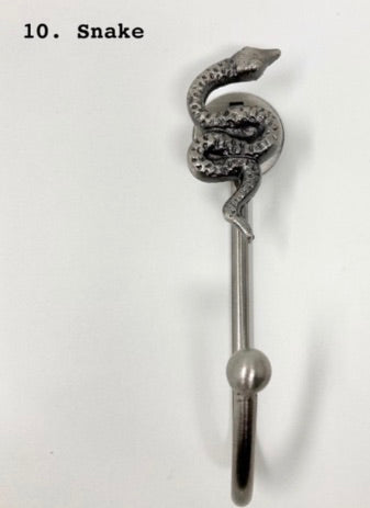 Antique Pewter Metal Hooks. Decorative Tie-Back & Towel Hooks for Bathroom, Bedroom, and Iron Décor. Durable & Stylish Home Accessories