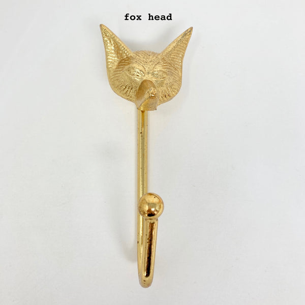 Bright Gold Iron Wall Hooks Handmade Metal Animal Hooks - Tie-Backs