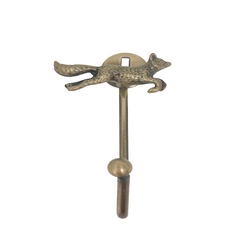 Running Fox Hook or Tie-Back - Antique Brass Iron