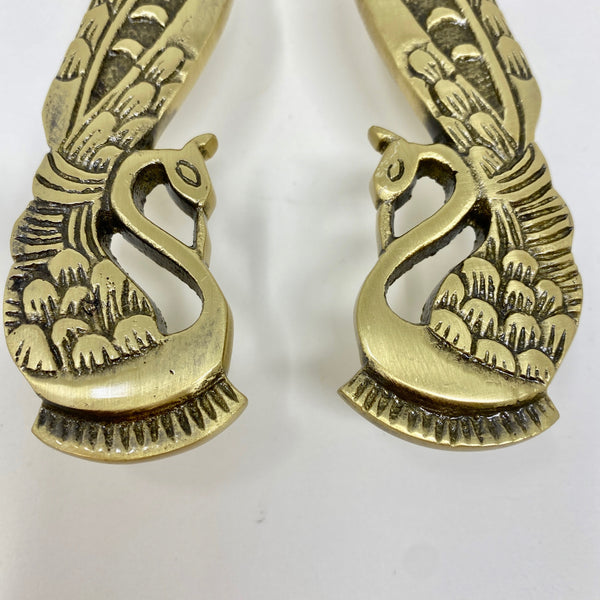 Solid Brass Antique Pair Peacock Long Handles