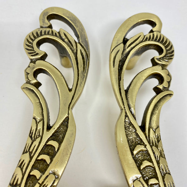 Solid Brass Antique Pair Peacock Long Handles