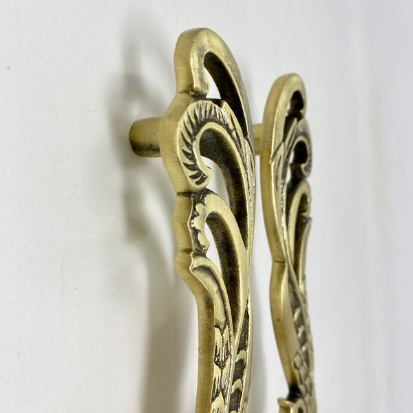 Solid Brass Antique Pair Peacock Long Handles