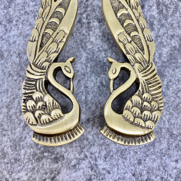 Solid Brass Antique Pair Peacock Long Handles