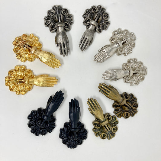 Victorian Style Pair (x 2) Vintage Hands Iron Drawer Pulls. French Chic, Cabinet Door Handle, Door Knob