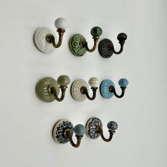 Ceramic Hook with Antique Brass
