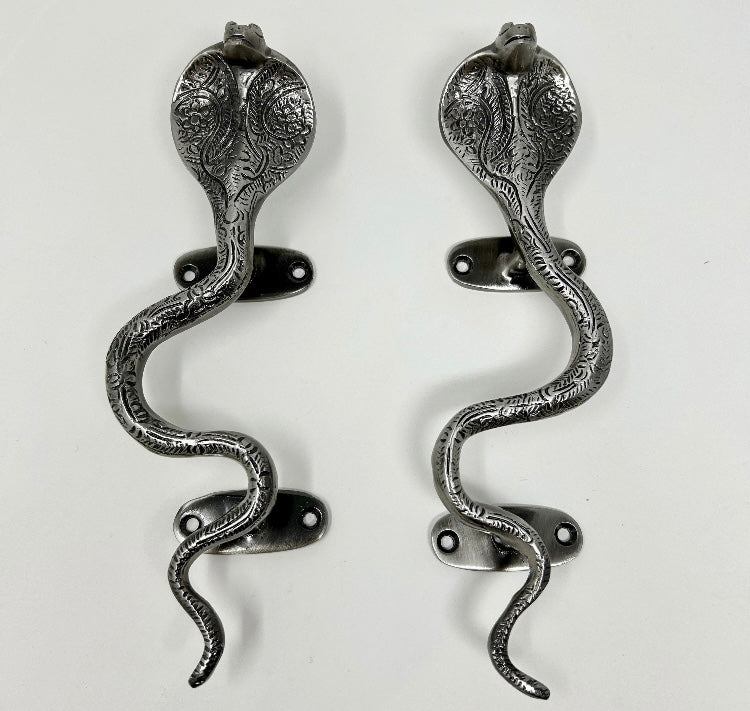 Solid Brass Antique Pewter Pair Snake Cobra Long Handles