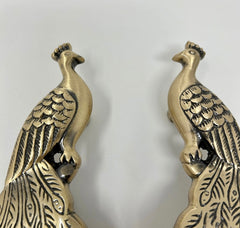 Solid Brass Vintage Antique Pair Peacock Long Handles