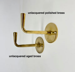 UNLACQUERED Solid Brass Elegant Hook