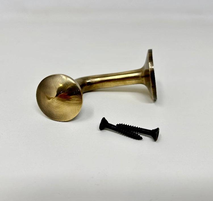 UNLACQUERED Solid Brass Dome Hook | Ceiling Hook