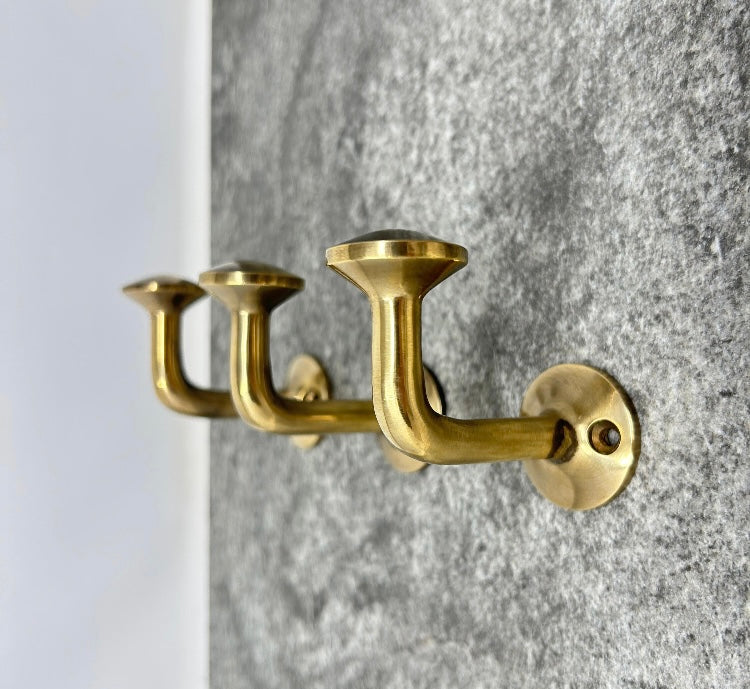 UNLACQUERED Solid Brass Dome Hook | Ceiling Hook