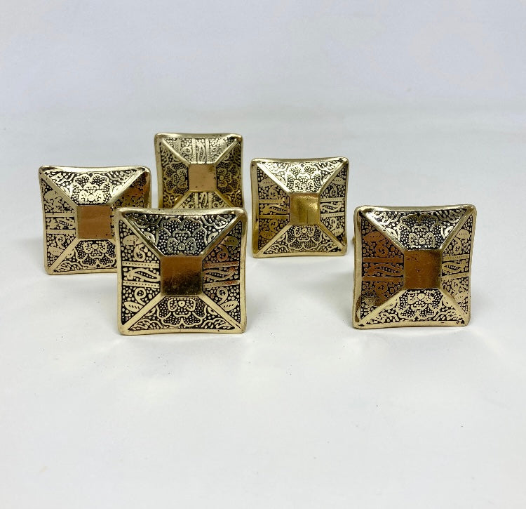 Brass Moroccan Black Gold Square Drawer Knob Cupboard Pull Drawer Brass Etched Drawer Knob Brass Bohemian Drawer Knob