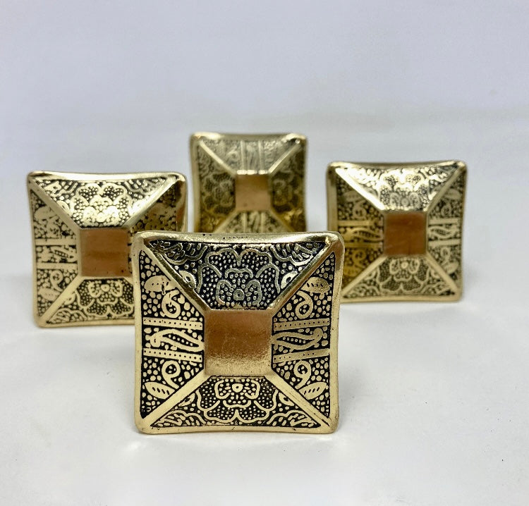 Brass Moroccan Black Gold Square Drawer Knob Cupboard Pull Drawer Brass Etched Drawer Knob Brass Bohemian Drawer Knob