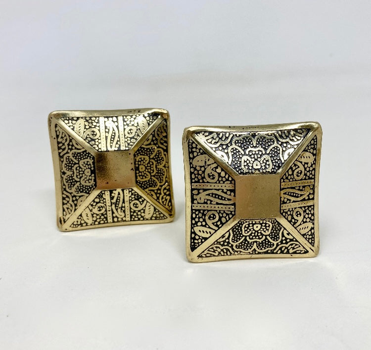 Brass Moroccan Black Gold Square Drawer Knob Cupboard Pull Drawer Brass Etched Drawer Knob Brass Bohemian Drawer Knob