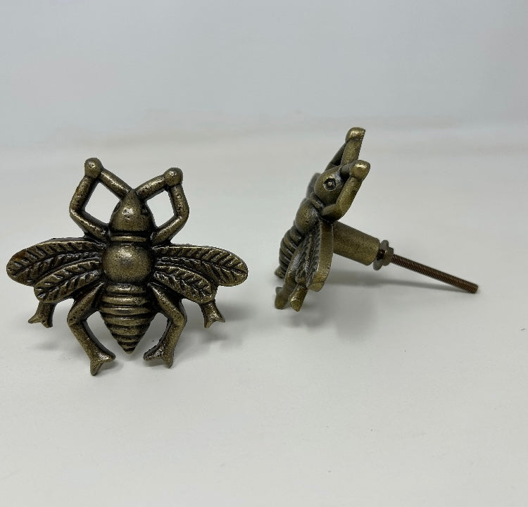 GIANT Antique Brass Bee Insect Drawer Knob Metal Cabinet Knobs Dresser Knob Cabinet Knob