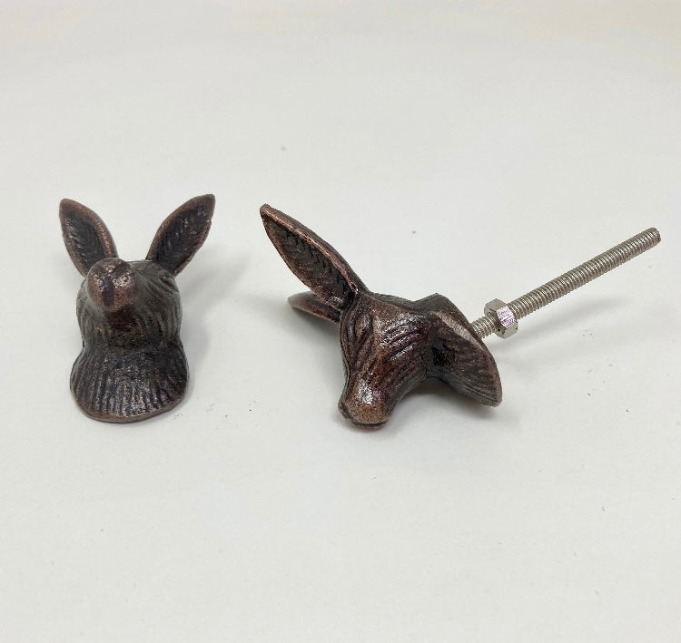 ANTIQUE COPPER Hare Rabbit Drawer Door Pull Knob Animal Handle Kitchen Cupboard Home