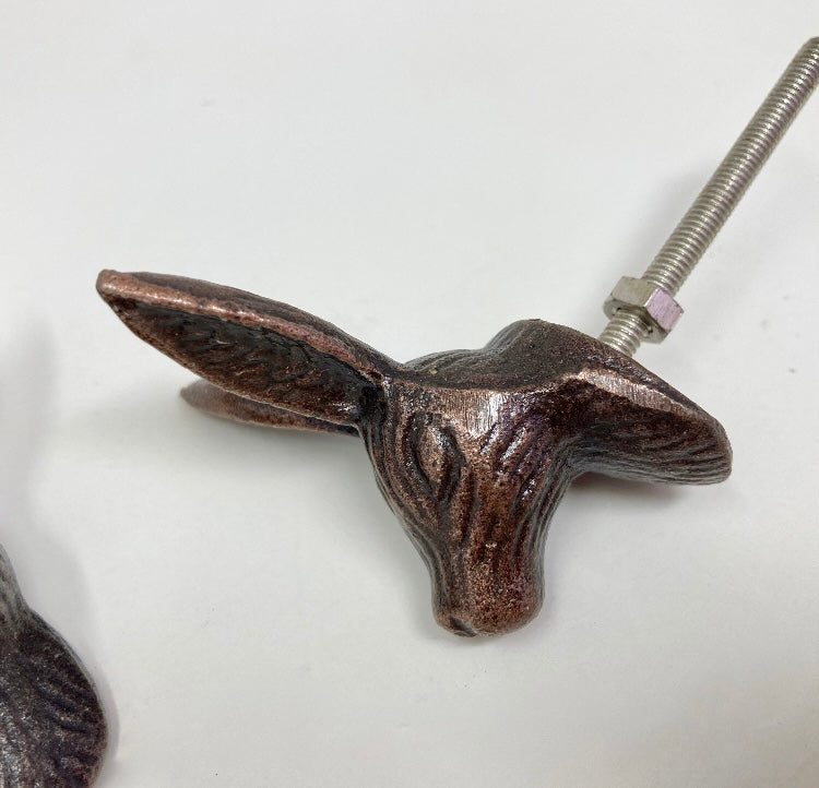 ANTIQUE COPPER Hare Rabbit Drawer Door Pull Knob Animal Handle Kitchen Cupboard Home