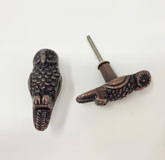 ANTIQUE COPPER Owl Knob | Drawer Pull Animal Knob Cabinet