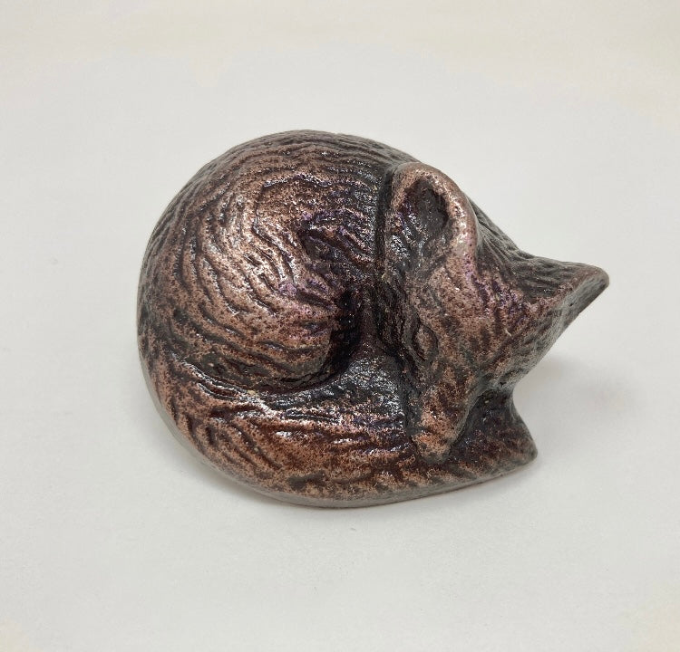 ANTIQUE COPPER Sleeping Fox Woodland Knob | Iron | Drawer Pull Door Pull | Animal Antique