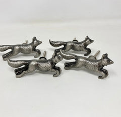 ANTIQUE PEWTER Running Fox Woodland Knob | Drawer Pull Door Pull