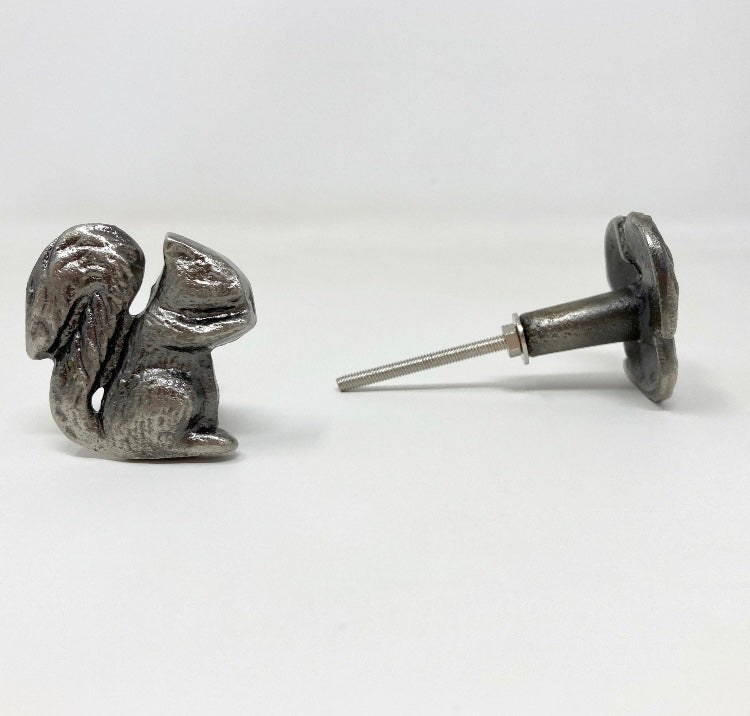 ANTIQUE PEWTER | Squirrel Woodland Animal | Drawer Pull Door Pull