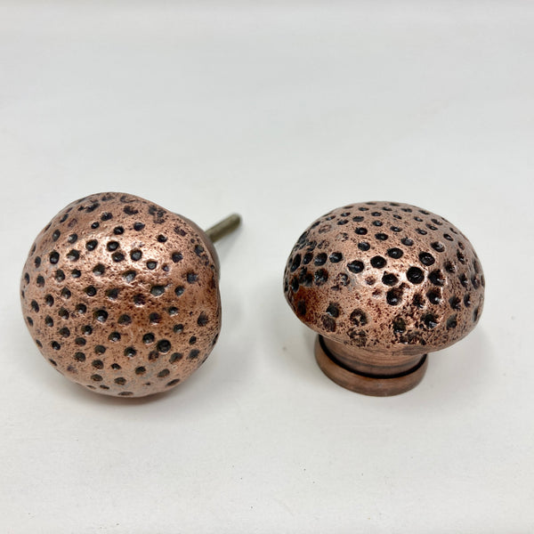 Antique Copper Hammered Knob & Cup Handle Cabinet - Drawer Pull Door Knob Kitchen Replacement Knob