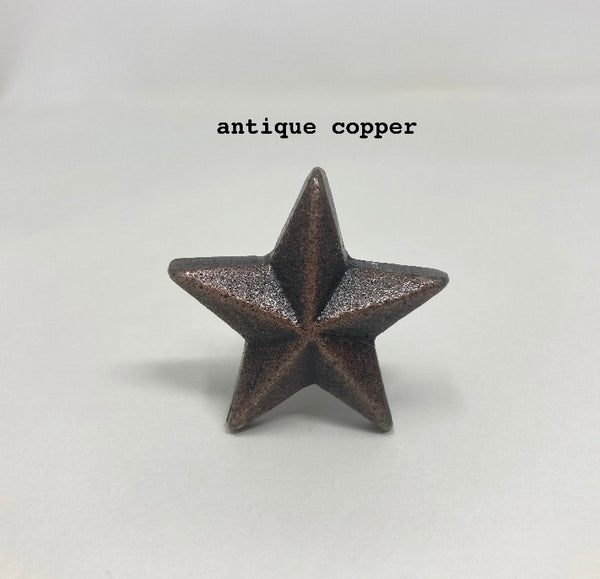 Star Knob in Iron Metal in Gold, Silver, Black, Antique Pewter, Antique Copper or Antique Brass. Drawer Pull decor drawer pull