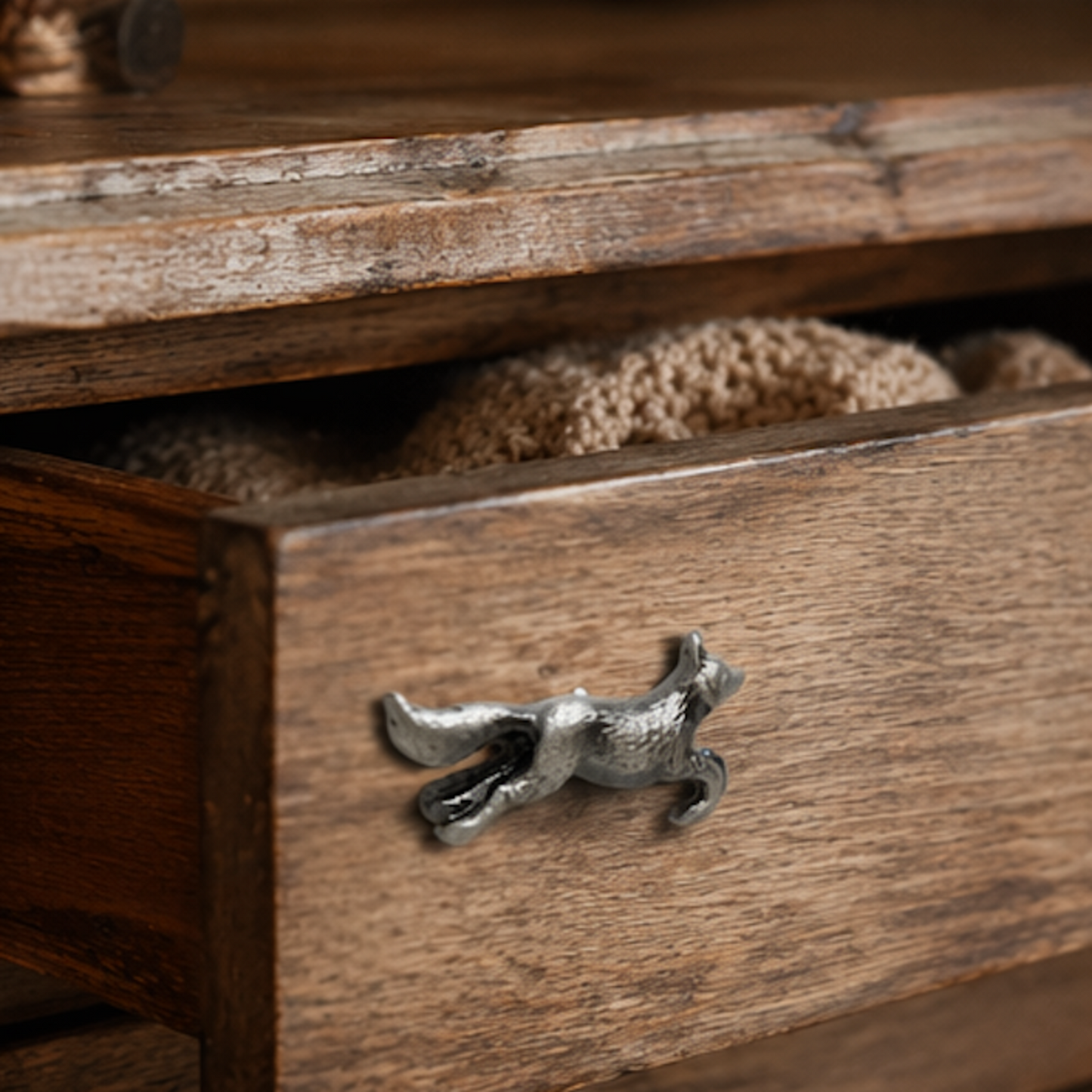 Running Fox Vintage Animal Knob