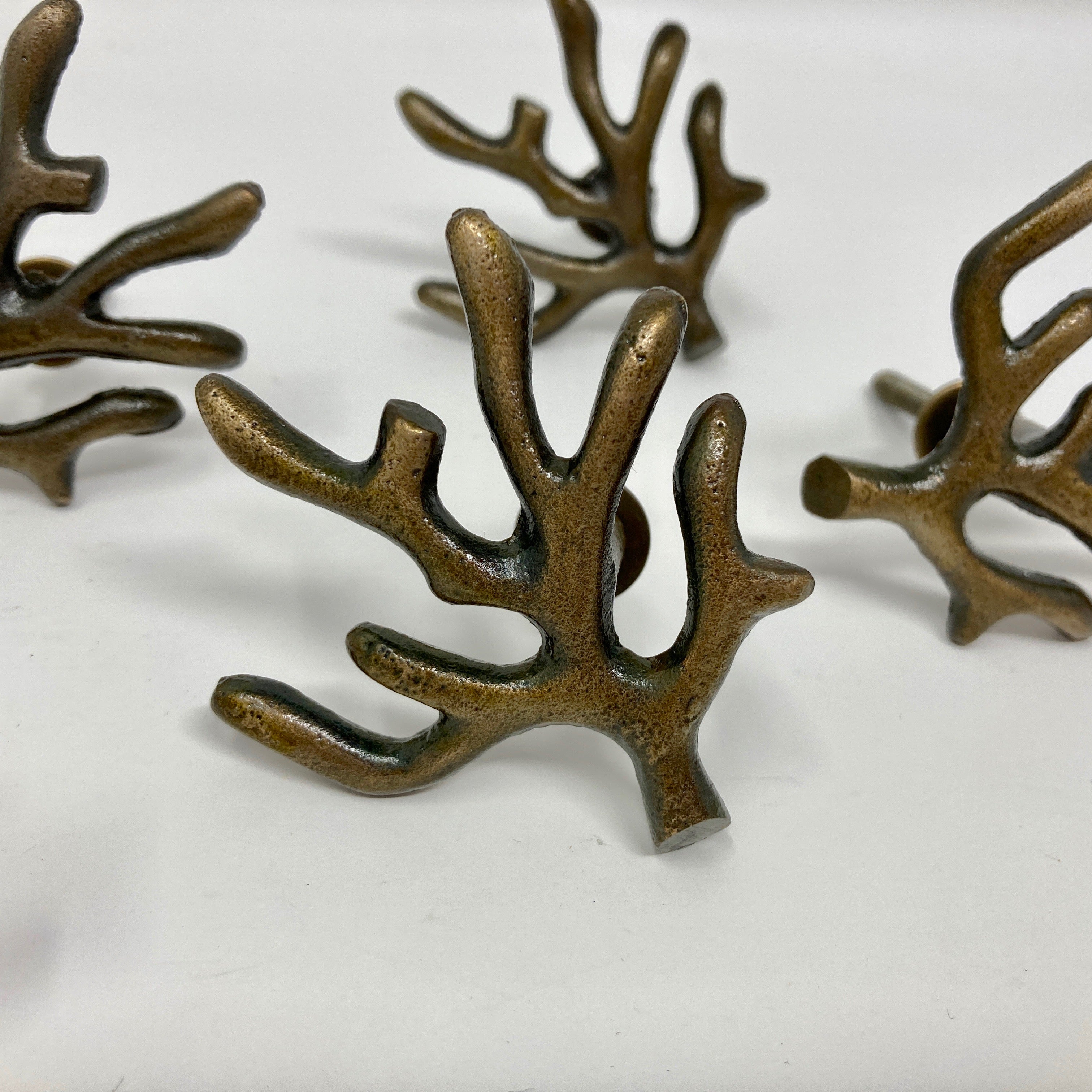 Antique Brass Coral Tree Branch Knob Drawer Pull - Cabinet Dresser Chest of Drawers