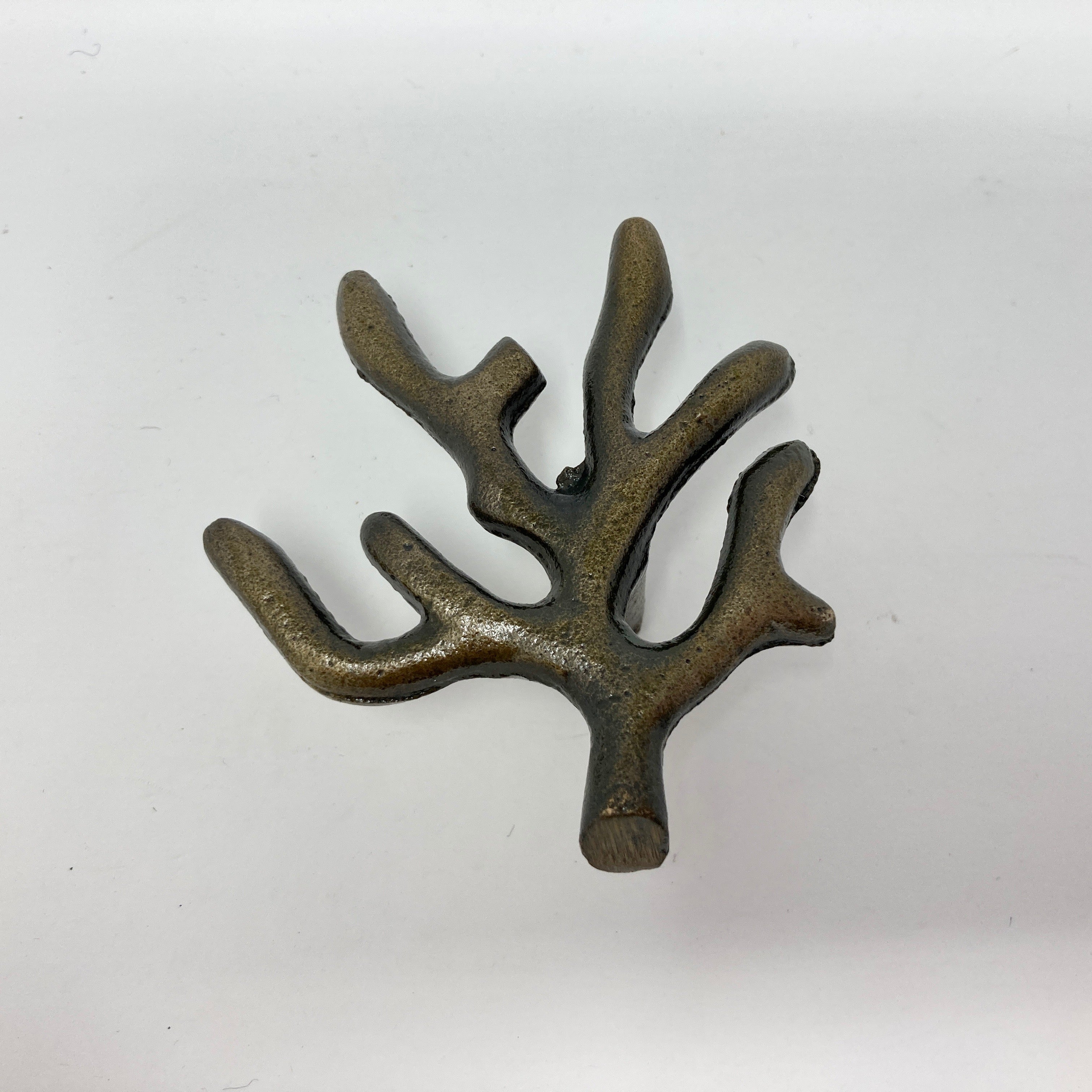 Antique Brass Coral Tree Branch Knob Drawer Pull - Cabinet Dresser Chest of Drawers