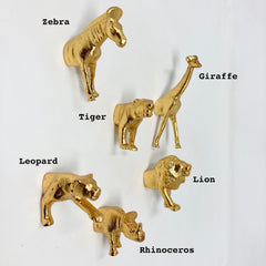 Gold Safari Animal Iron Metal Drawer Knobs Set of 6 or Individual - Dresser Cabinet Chest of Drawers